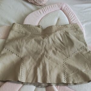Stylish Tan Mini Skirt with Stitch Detail